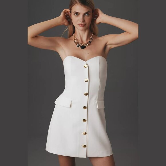 NEW Endless Rose Size L Strapless Sweetheart Button-Front Mini Dress - Ivory - Picture 1 of 4